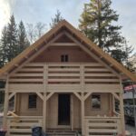 Dealu Negru, Cluj – Montaj cabană din lemn, modulară, izolată , LIVINGTON, 50mp, cu mansarda, terasa, 2 camere si baie