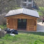 Tulcea-montaj casă din lemn modulară 52mp MIRELA living 2 dormitoare baie terasa acoperita
