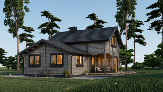 Casa modulara din lemn pin nordic la cheie prefabricata