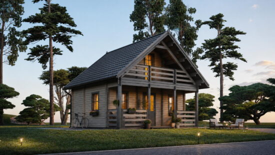 Casa modulara din lemn pin nordic la cheie prefabricata