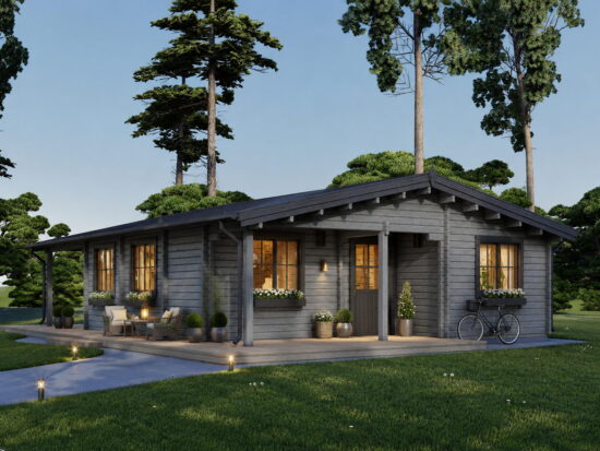 Casa modulara din lemn pin nordic la cheie prefabricata