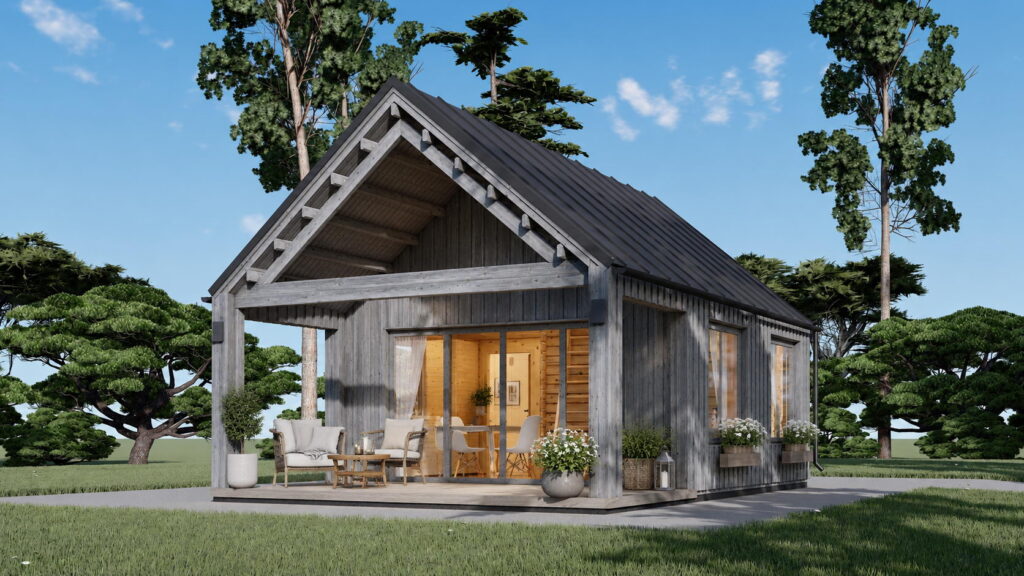 Casa modulara din lemn pin nordic la cheie prefabricata
