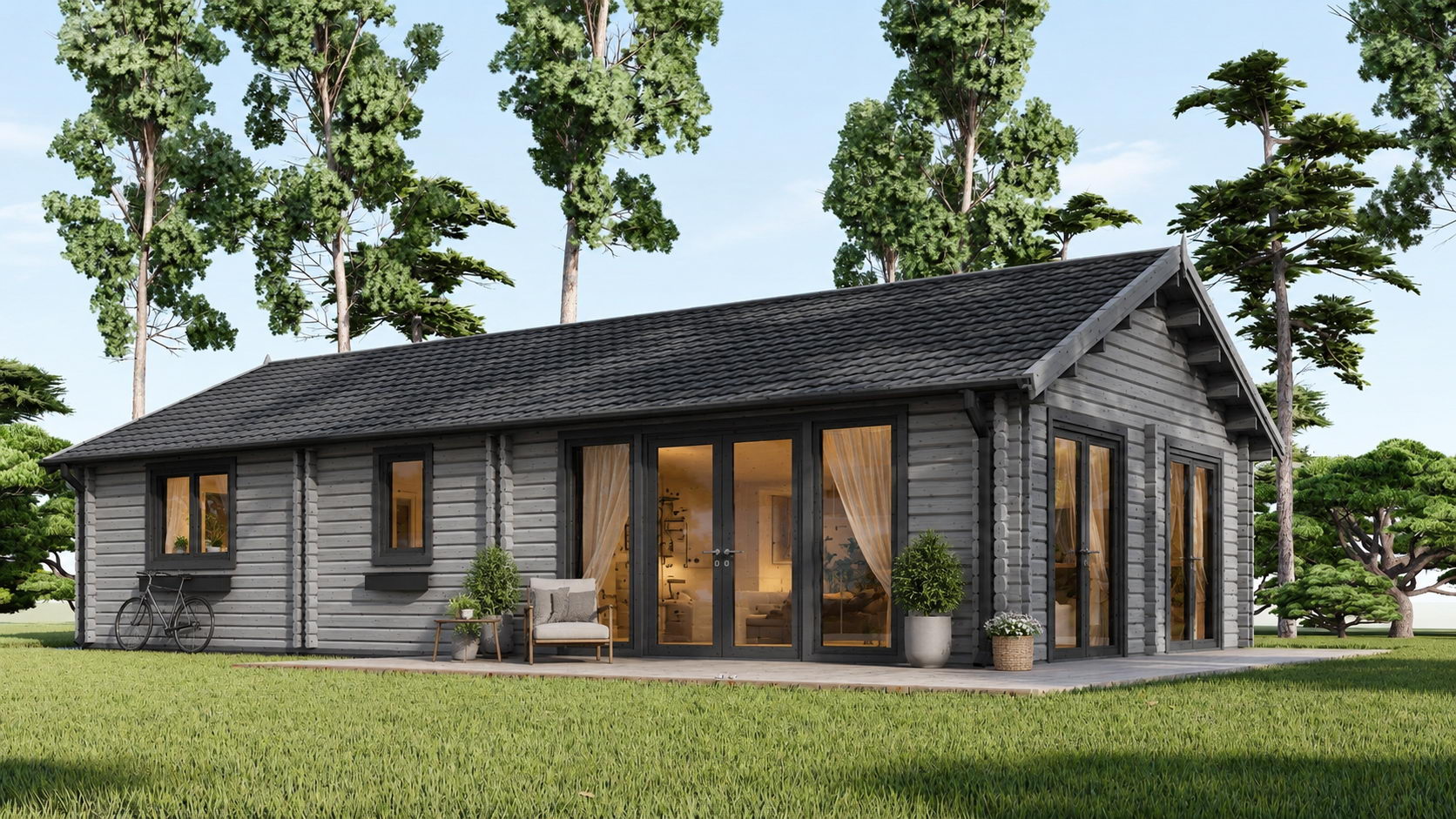 Casa modulara din lemn pin nordic la cheie prefabricata