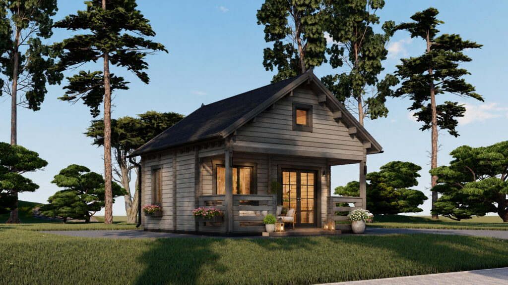 Casa modulara din lemn pin nordic la cheie prefabricata
