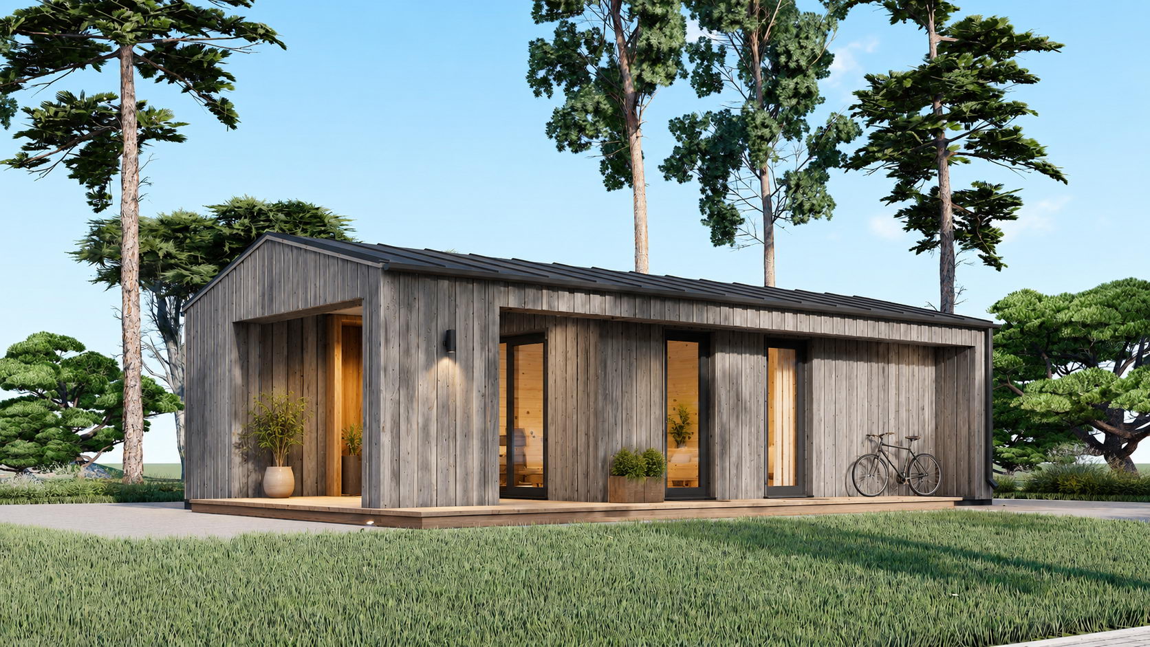 Casa modulara din lemn pin nordic la cheie prefabricata