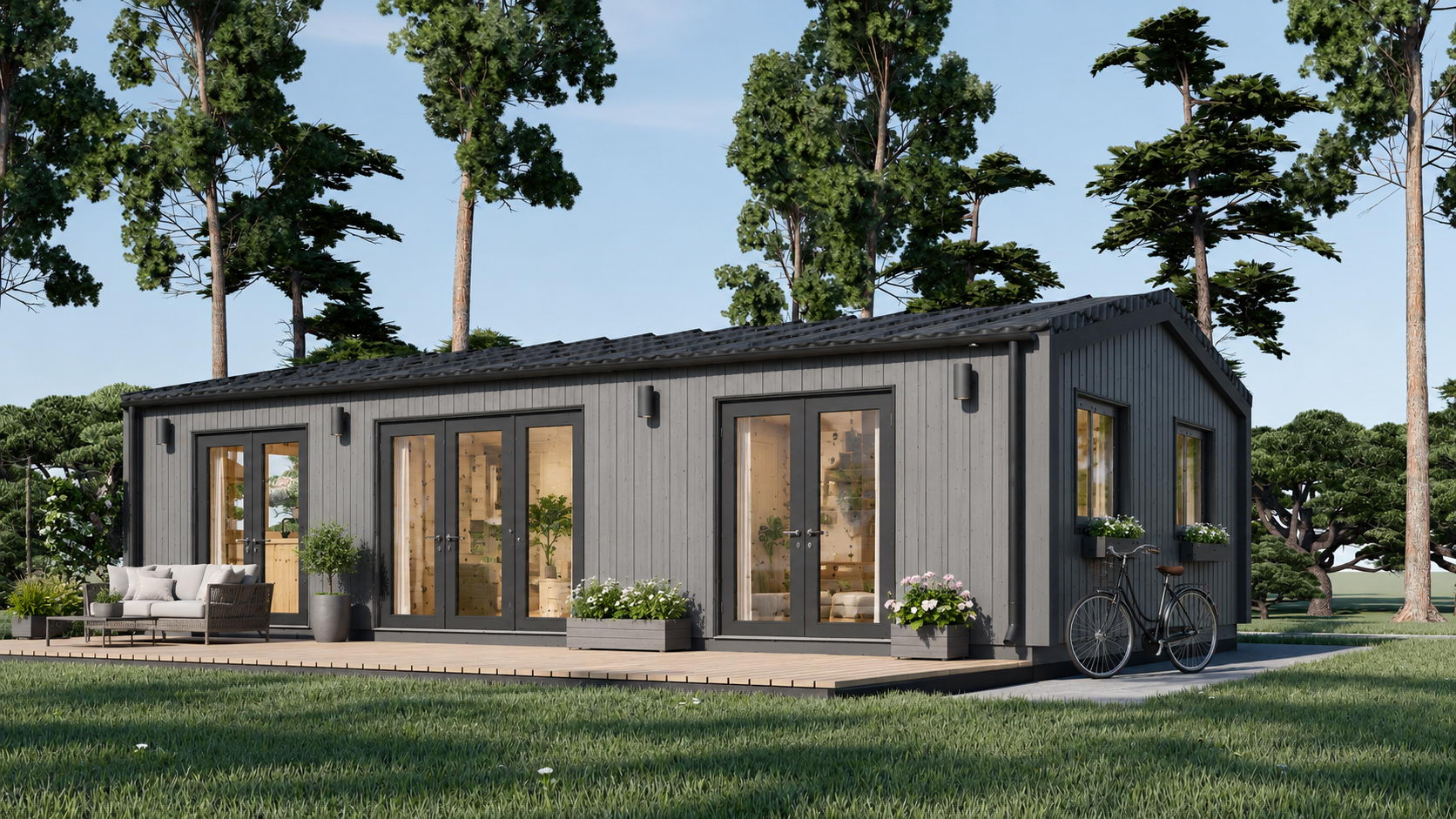 Casa modulara din lemn pin nordic la cheie prefabricata