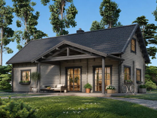 Casa modulara din lemn pin nordic la cheie prefabricata