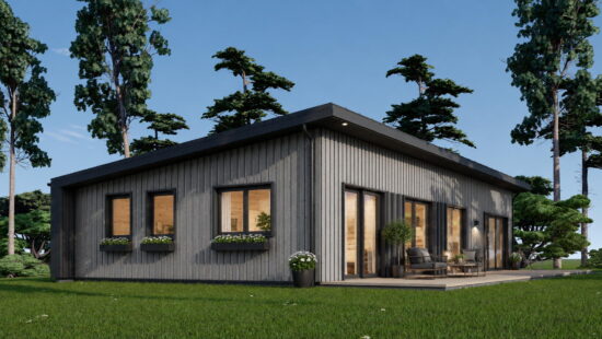 Casa modulara din lemn pin nordic la cheie prefabricata