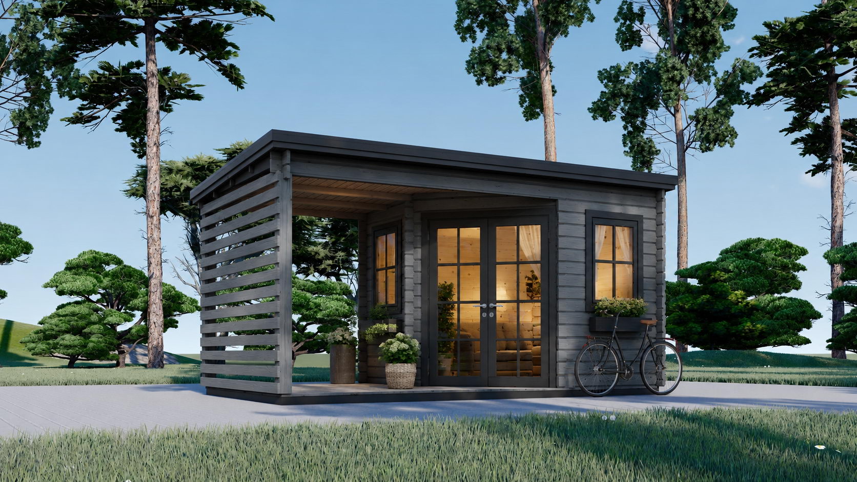 Casa modulara din lemn pin nordic la cheie prefabricata