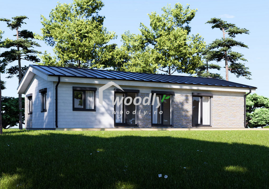 Casă modulară premium JULIA, 95 mp, din lemn de pin nordic, pentru locuire permanentă